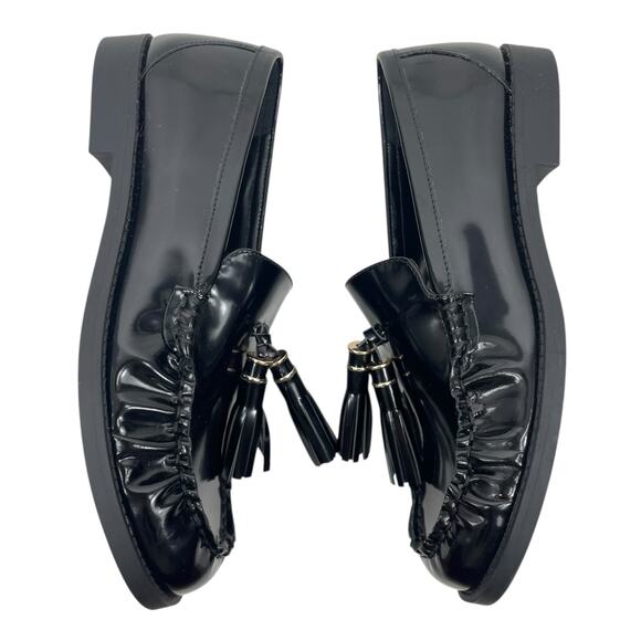 Mango Leather Slip On Loafer with Tassel Black Size 39/ 8.5 - Picture 7 of 12